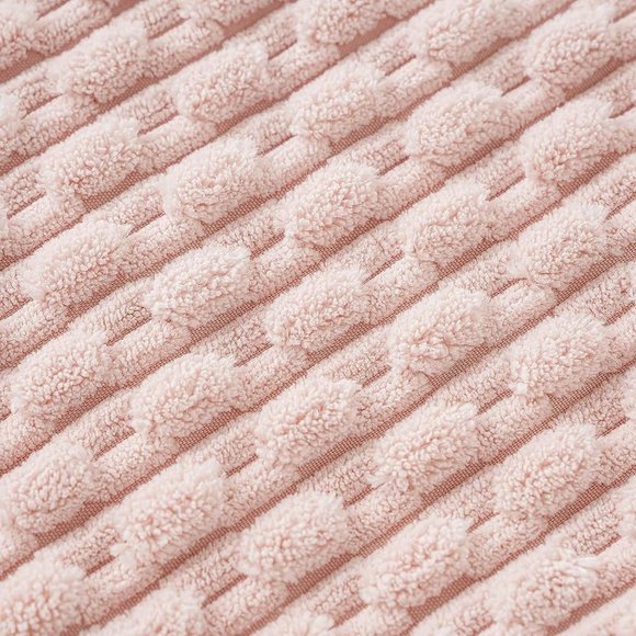 Pompom Pink Stripe Texture Corduroy Farmhouse Cute Luxury Soft Pillow Cover Set - Picture 4 of 7